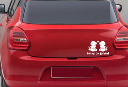 Akshar Arts Bhuwana Twins On Board Car Sticker, White Colour Baby Sticker,Baby on Board Sticker,Size(17X12) CM .This Made of Quality Vinyl Stickers