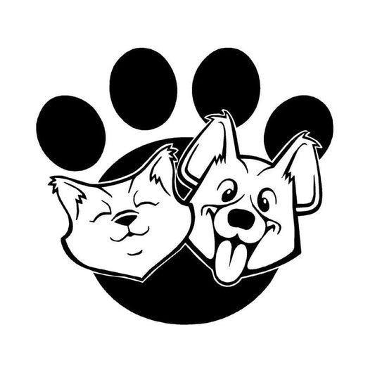 Akshar Arts Bhuwana Dog and Cat in Paw Print Decal Car Sticker Exterior Wall Decal, Home Décor