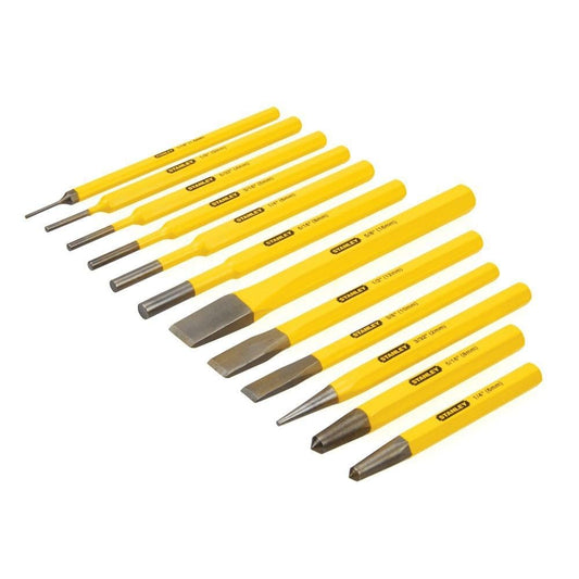 STANLEY 16-299 12 Piece Pin Punches and Cold Chisel Set (Yellow and Black) 700g