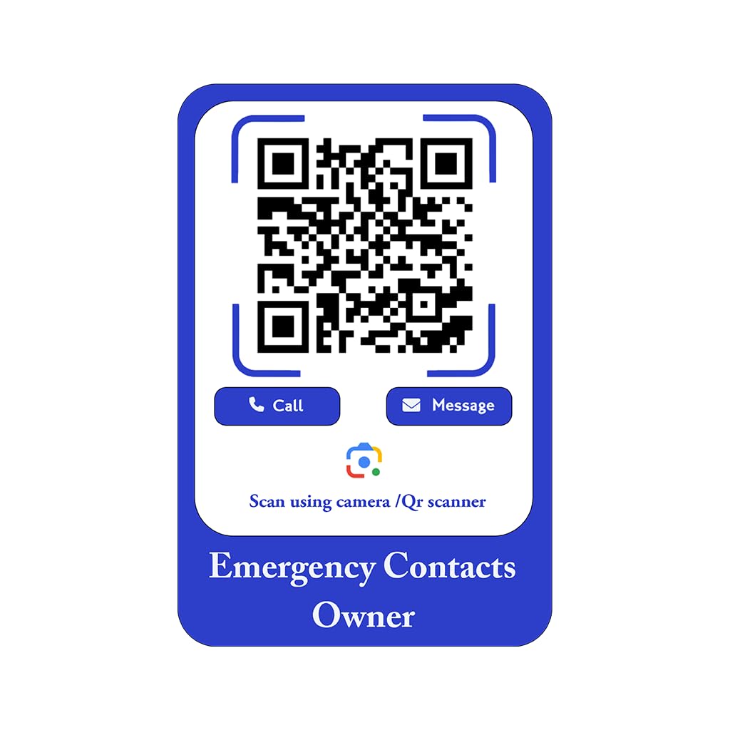 Akshar Arts Bhuwana Emergency Contact QR Code for Car - Blue