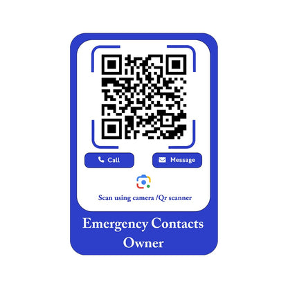 Akshar Arts Bhuwana Emergency Contact QR Code for Car - Blue