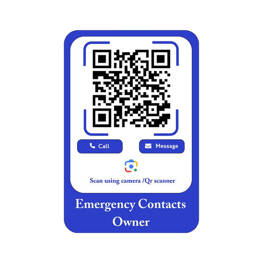 Akshar Arts Bhuwana Emergency Contact QR Code for Car - Blue