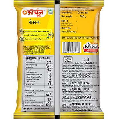 FORTUNE Chana Besan, 100% Chana Dal 100% Taste, 500 Gm