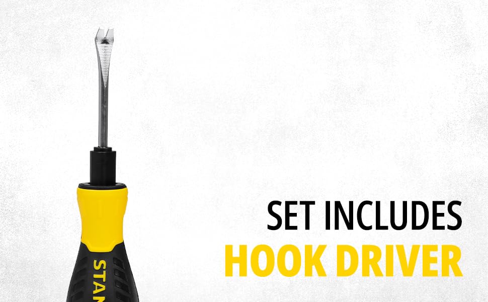 STANLEY STHT62511 9-Way Screwdriver Set with Storage Case for Home, DIY, Professional & Industrial Use Ideal for Carpentry, Construction, Mechanical, Electrical & Plumbing Tasks, YELLOW & BLACK