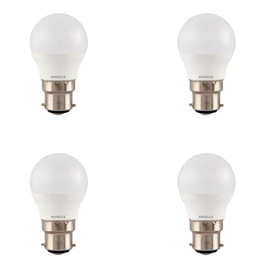 Havells Adore 2.8W B22 LED Ball Lamp (White, Cool Day Light, Pack of 4)