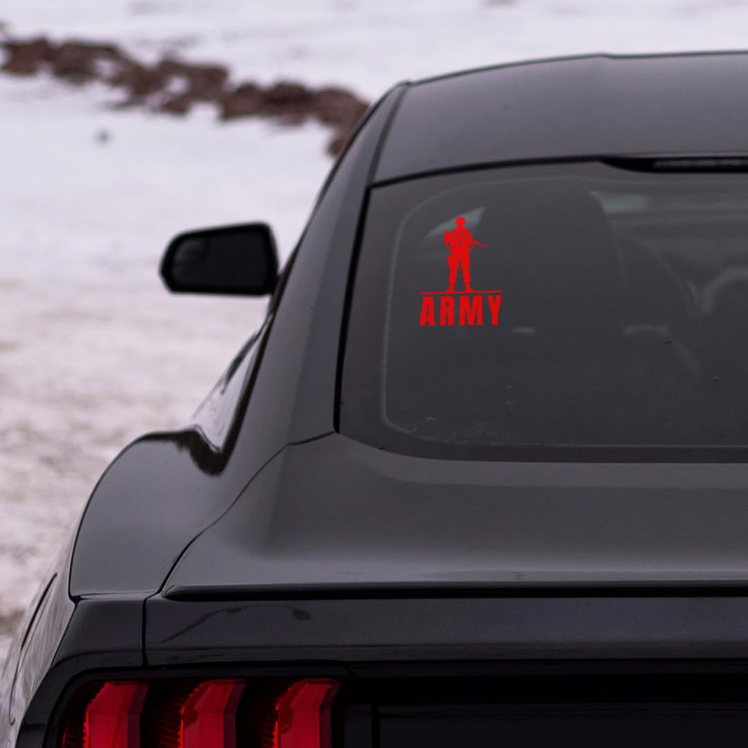 Akshar Arts Bhuwana Army Commander Logo Sticker – Easy Application for Cars– Red Military Insignia Decal for Cars, Bikes, and Laptop