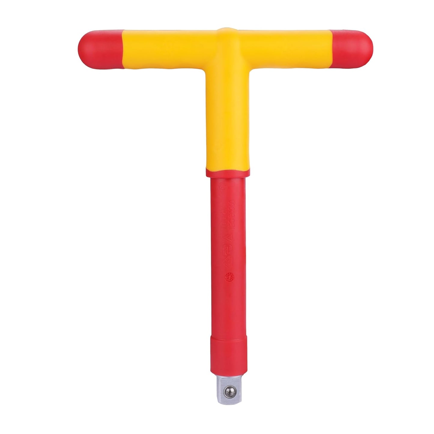 Stanley STMT77851-23B 1/2" VDE Insulated T-Handle Wrench 200mm, Ideal For Repair Of Electric Vehicles, Red and Yellow