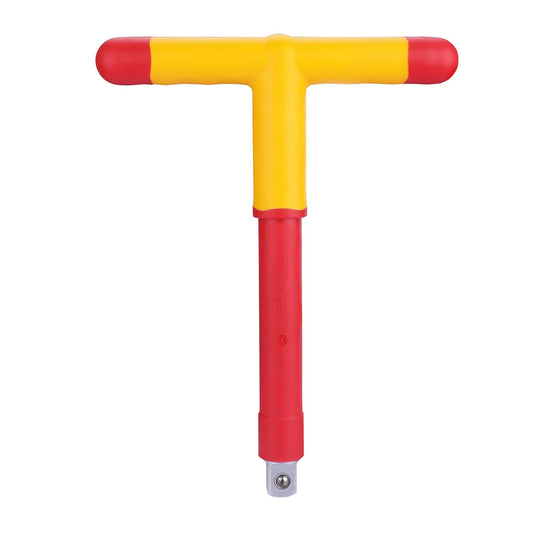 Stanley STMT77851-23B 1/2" VDE Insulated T-Handle Wrench 200mm, Ideal For Repair Of Electric Vehicles, Red and Yellow