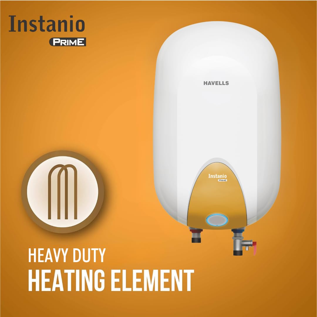 Havells Instanio Prime 15 Litre Storage Water Heater (Geyser)| Temp. Sensing Color Changing LED Indicator | Glass Coated Anti Rust Tank| Warranty: 5 Year on Tank | High Rise Compatible (White Mustard)
