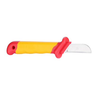 STANLEY STMT77867-23B VDE Insulated Straight Cable Knife 50x180mm, Ideal For Repair Of Electric Vehicles, Red and Yellow