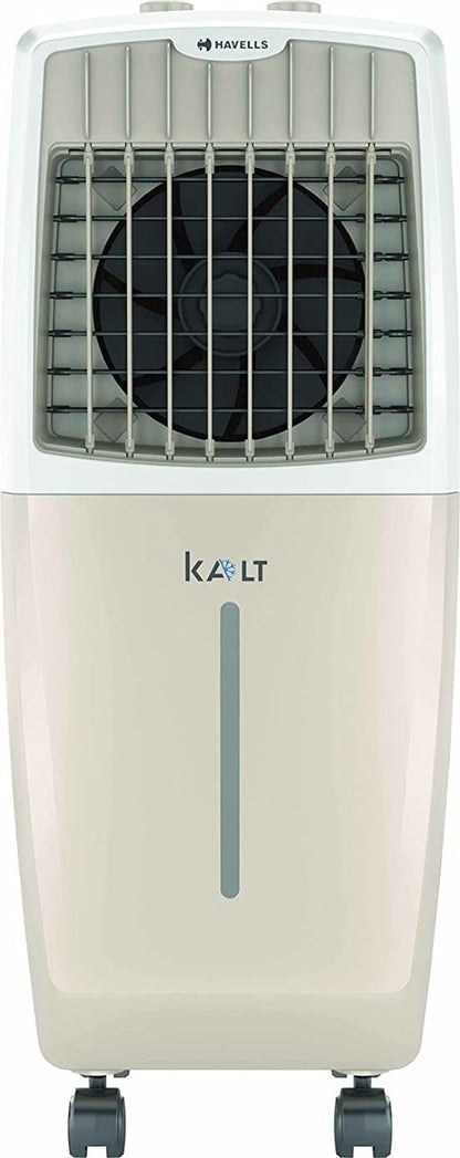 Havells Kalt 24L Personal Air Cooler for home | Powerful Air Delivery | Low Noise, Knob Panel | Everlast Pump | 4 Way Air Deflection | High Density Honeycomb Pads | Heavy Duty (White/Champagne Gold)