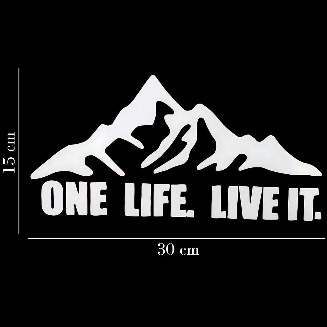 Akshar Arts Bhuwana Pack of 2 Mountain Adventure ONE Live. Live IT Car Self-Adhesive Exterior Sticker Decal for Cars Window| Hood Bumper (15cm X 30cm)
