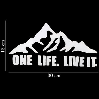 Akshar Arts Bhuwana Pack of 2 Mountain Adventure ONE Live. Live IT Car Self-Adhesive Exterior Sticker Decal for Cars Window| Hood Bumper (15cm X 30cm)