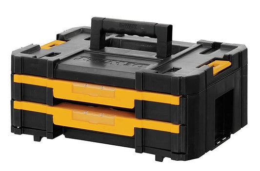 DEWALT DWST1-70706 TSTAK® Double Shallow Drawers of 7.5 kg Weight Capacity Each, Bi-Material Carry Handle, Removable Dividers For Drills & Bits Organization, Robust & Rugged Design, 44x31x18 cm