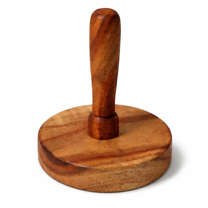 Udaipur Handicrafts  Potato Masher & Roti Presser | Natural Sheesham Wood Pav Bhaji Masher for Vegetables, Paratha & Flatbreads | Multipurpose Kitchen Tool