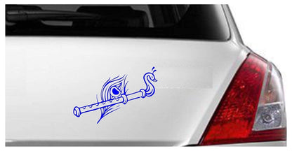 Akshar Arts Bhuwana Krishna Flute Wall Car Glass Glossy Vinyl Sticker 7 x 3.5 Inches Silver Krishna Flute Wall Car Glass Glossy Vinyl Sticker 7 x 3.5 Inches Blue