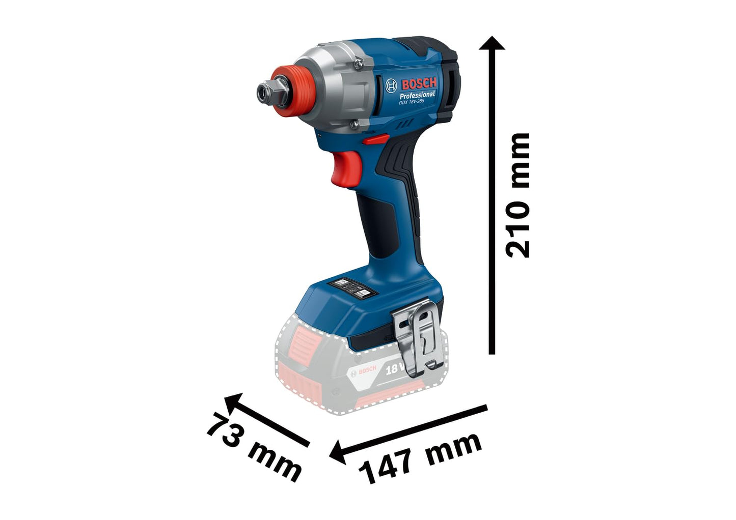 BOSCH GDX 18V- 285 Professional Cordless Impact Wrench/Driver Kit (Hybrid tool) | 18 V| 2 x 2.0 Ah Batteries| 285 Nm Torque | 2-in-1 Tool | L- Boxx included | Model 06019N21F2 | 1 year warranty