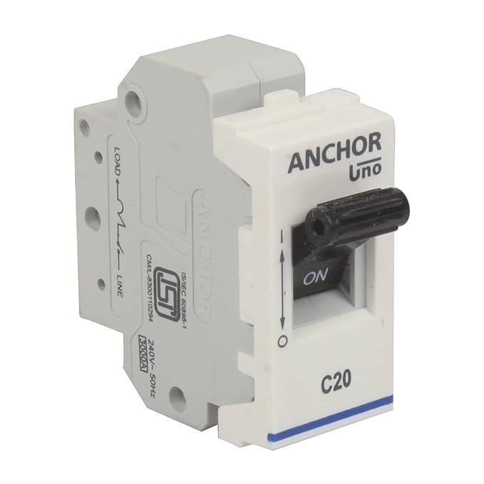 Anchor by Panasonic UNO Mini Penta Modular 16 Amp Single Pole C Curve MCB | Single Pole 16A MCB (65983-2)