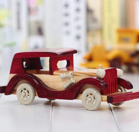 Udaipur HandiCrafts Store Wooden Car Showpiece for Kids Toy, Home Decoration, Functional Gift Brown (8-Inch Long),Hand carved Wooden Jeep Toy, Perfect Home Decor Showpiece (Multi Color)