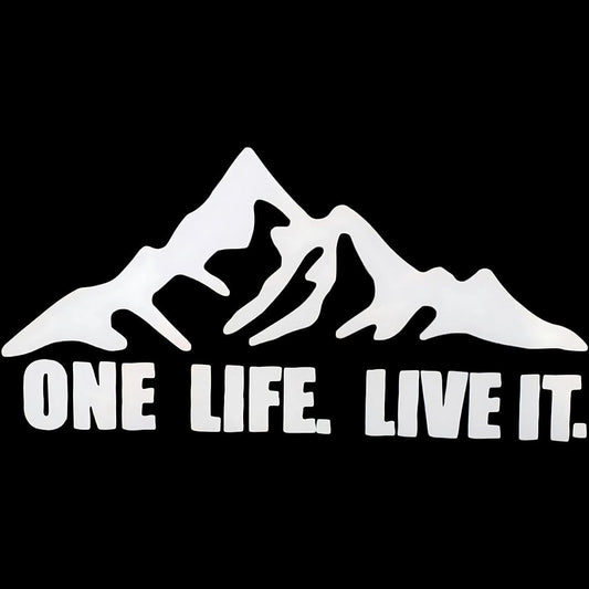 Akshar Arts Bhuwana Pack of 2 Mountain Adventure ONE Live. Live IT Car Self-Adhesive Exterior Sticker Decal for Cars Window| Hood Bumper (15cm X 30cm)