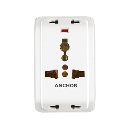 Anchor by Panasonic 6A 3 Pin Multiplug Travel Adapter with Universal Socket | 3 Pin Multi Plug Universal Socket (White)