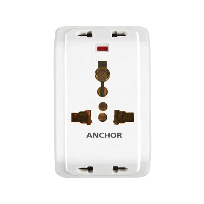ANCHOR 6A 3 Pin Multi Plug Socket Travel Adapter with Universal Socket, 3 Pin Multi Plug Extension Socket (White - PK3)