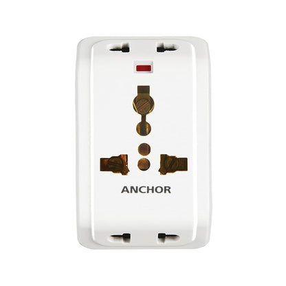 ANCHOR 6A 3 Pin Multi Plug Socket Travel Adapter with Universal Socket, 3 Pin Multi Plug Extension Socket (White - PK3)