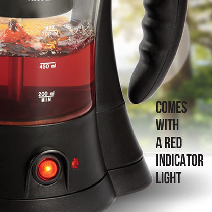 Havells Crystal Tea-Coffee Maker Glass with Filter Basket | Indicator Light | Transparent Glass Carafe 600 W