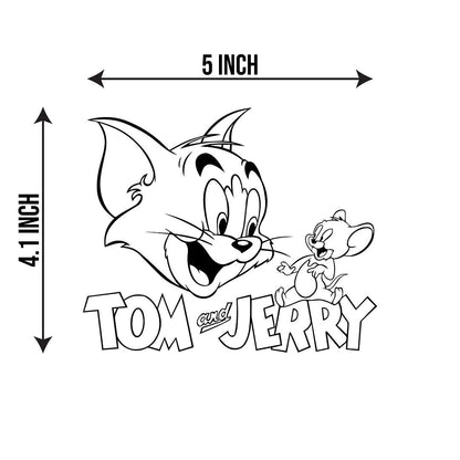 Akshar Arts Bhuwana Decal Sticker Tom and Jerry Waterproof 2pcs for All Car Surface Self-Adhesive Vinyl Sticker (4.1x5in) Black