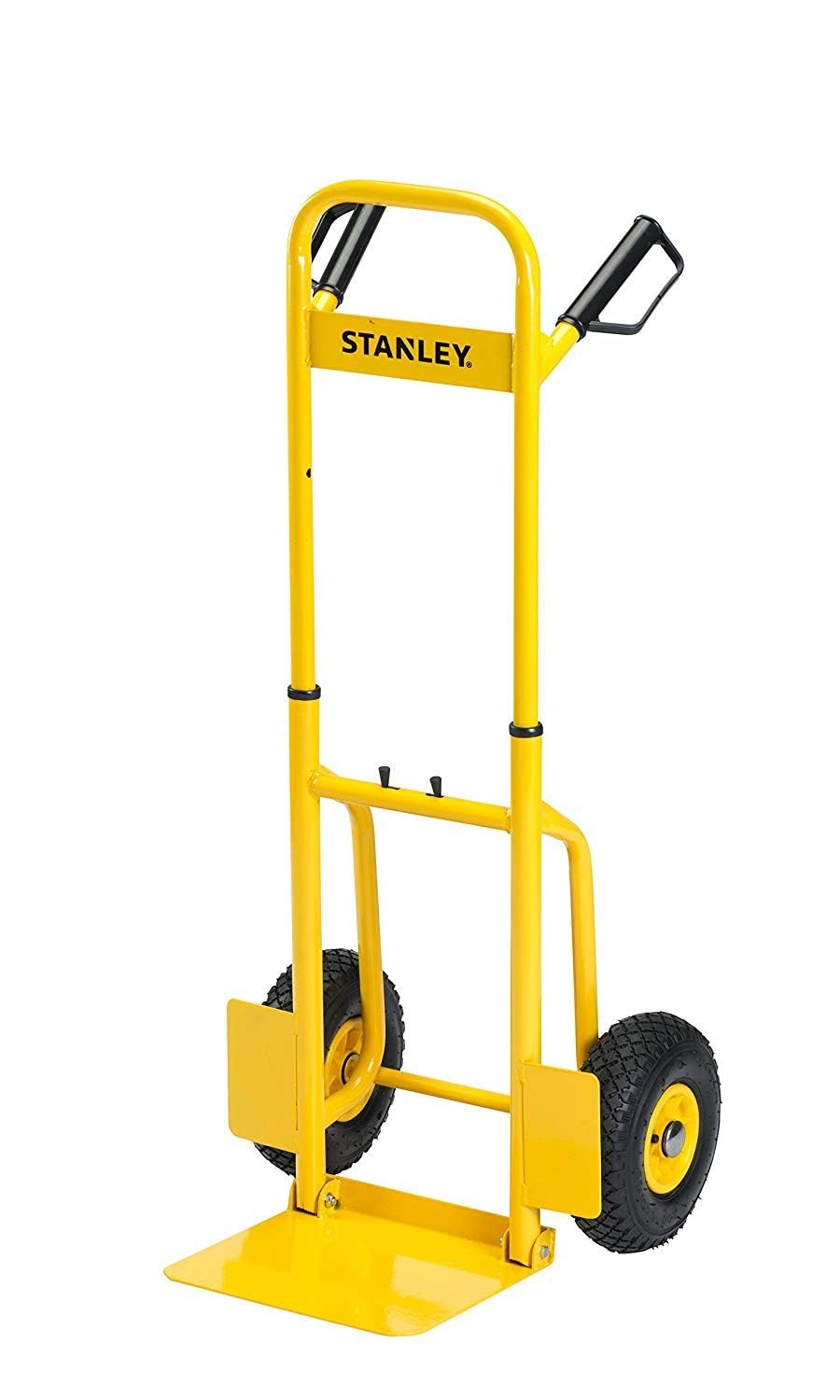 STANLEY SXWT-FT520 Steel Folding Handtruck,120kg Load Capacity,Ergonomic Handle with Knuckle Protection,10" Large Pneumatic Wheels,Foldable Base Plate,Open Dimn: 52x48x113 cm,Folded Dimn: 28x48x80 cm