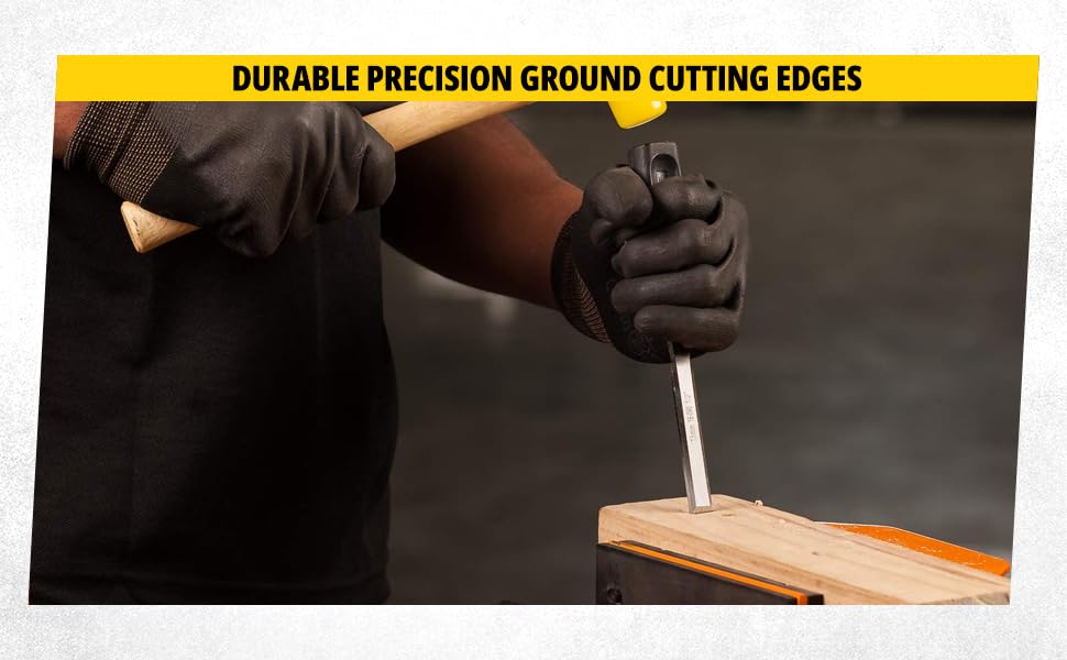 STANLEY 16-089 3-Piece Wood Chisel Set with Anti-Rust Properties for Shaping & Cutting Wood Surfaces - 1/2x7 3/4,3/4x7 3/4,1x7 3/4, GREY & BLACK (Made in Singapore)
