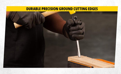 STANLEY 16-089 3-Piece Wood Chisel Set with Anti-Rust Properties for Shaping & Cutting Wood Surfaces - 1/2x7 3/4,3/4x7 3/4,1x7 3/4, GREY & BLACK (Made in Singapore)