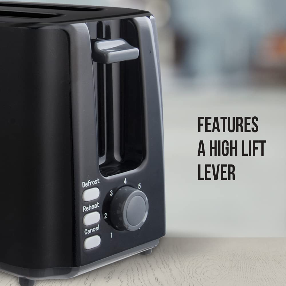 Havells Crisp Plus Pop-Up Toaster | 2 Slices | 750 Watts | 7 Heat Settings | Reheat,Defrost & Cancel Functions | Auto Bread Centering | Cool Touch | Crumb Tray for Easy Cleaning | 2Yr Warranty | Black