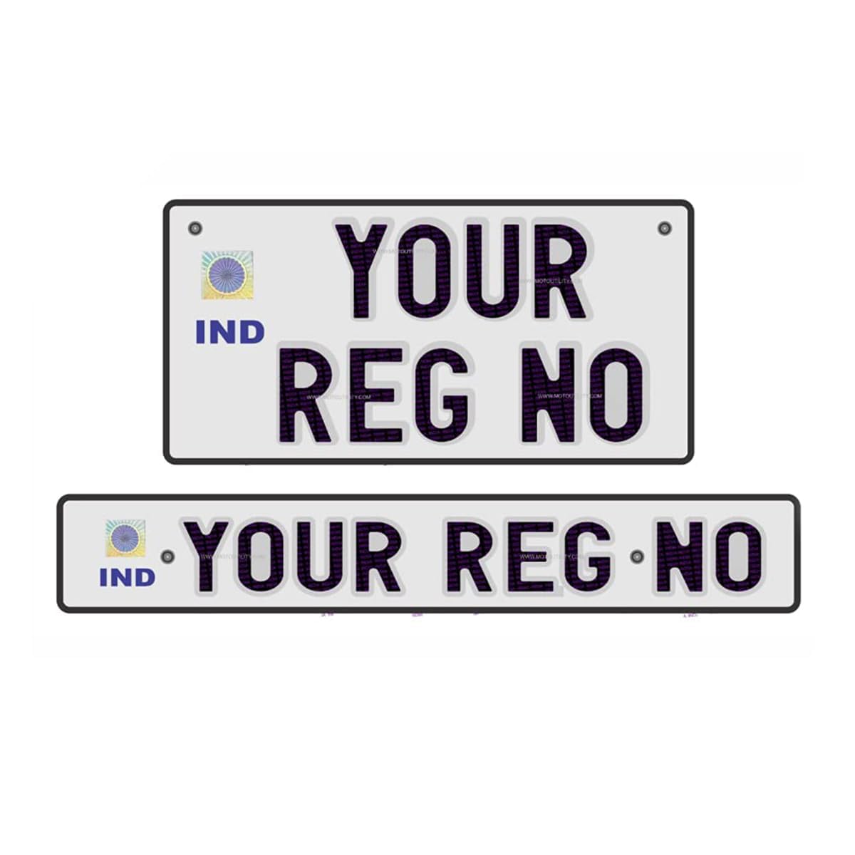 Akshar Arts Bhuwana Bike Number Plate Set, Front and Back Vehicle Registration Plates, IND Style with Embossed Letters, Non-HSRP, No Serial Number