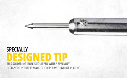 STANLEY 69-031B Round 30-Watt Corded Soldering Iron, Comes with 2 Soldering Tips, Ideal for Soldering Light Gauze Wires, Thin Metals & Other Electrical Work, Black and Chrome