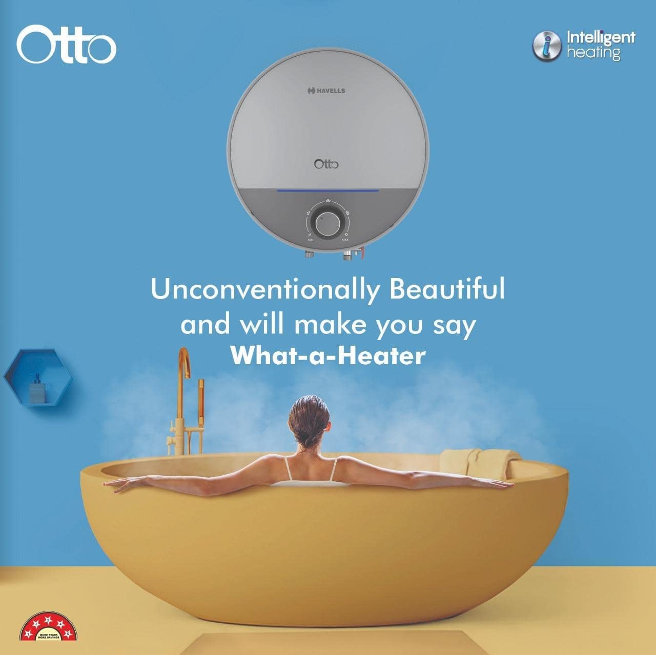 Havells Otto 25 Litre Storage Water Heater(Geyser)| Temp. Sensing LED Indicator| Anti Rust Tank | With Shock Safe Plug| 5 Star|Warranty: 7 Year on Tank| Free Installation & Flexi Pipes (Silver Grey)