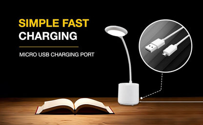 Havells Polycarbonate Moderna 5w LED Table Lamp |Rechargeable Desklight, 3 Dimming Modes with Brightness Control, White