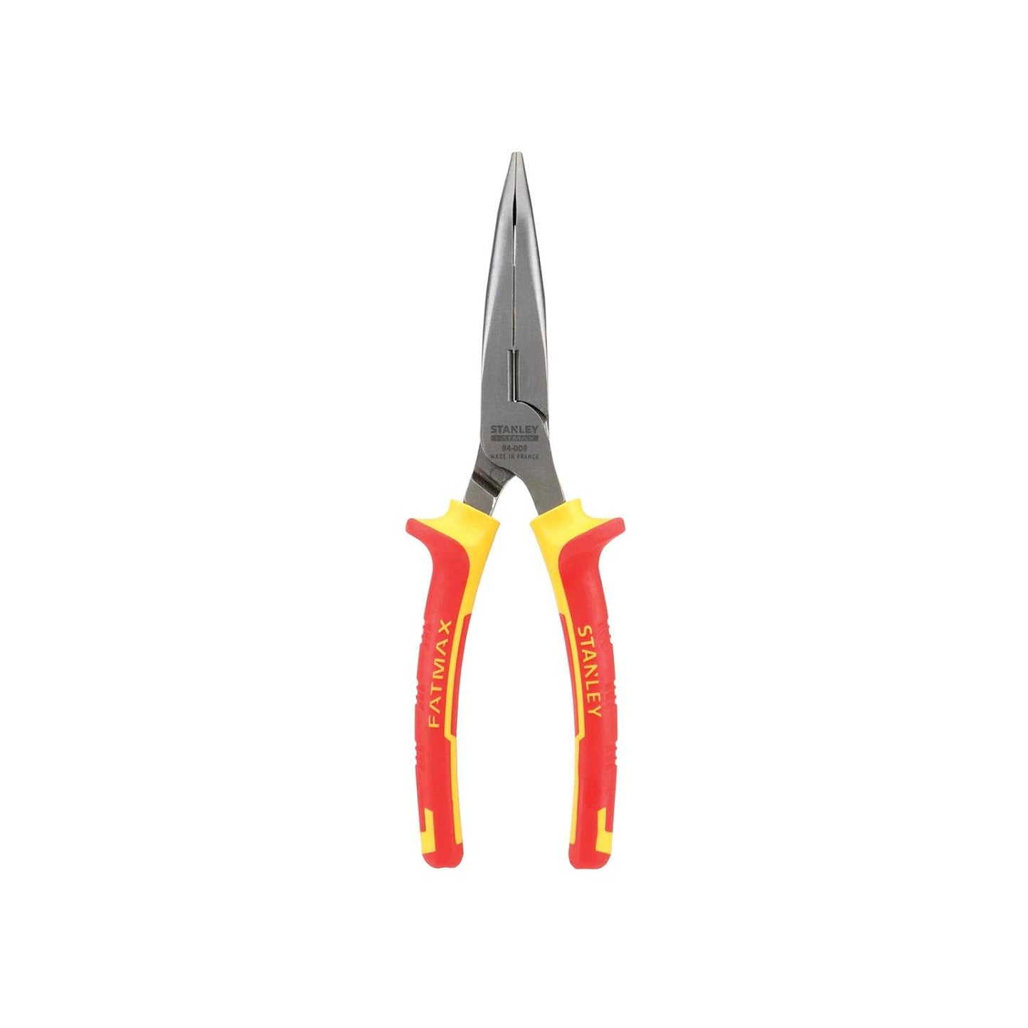 STANLEY FATMAX® 0-84-008 VDE Bent Nose Pliers, 200mm (8"), Ideal For Repair Of Electric Vehicles, Gripping & Manoeuvring Objects, Red and Yellow