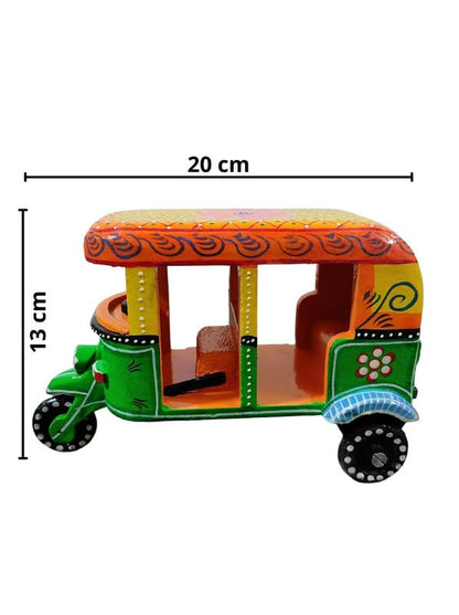 UdrCrafts® Handcrafted Push and Pull Wooden Auto Rickshaw Showpiece, Traditional Indian Design, Ideal for Collection, Gifting and Imaginative Play