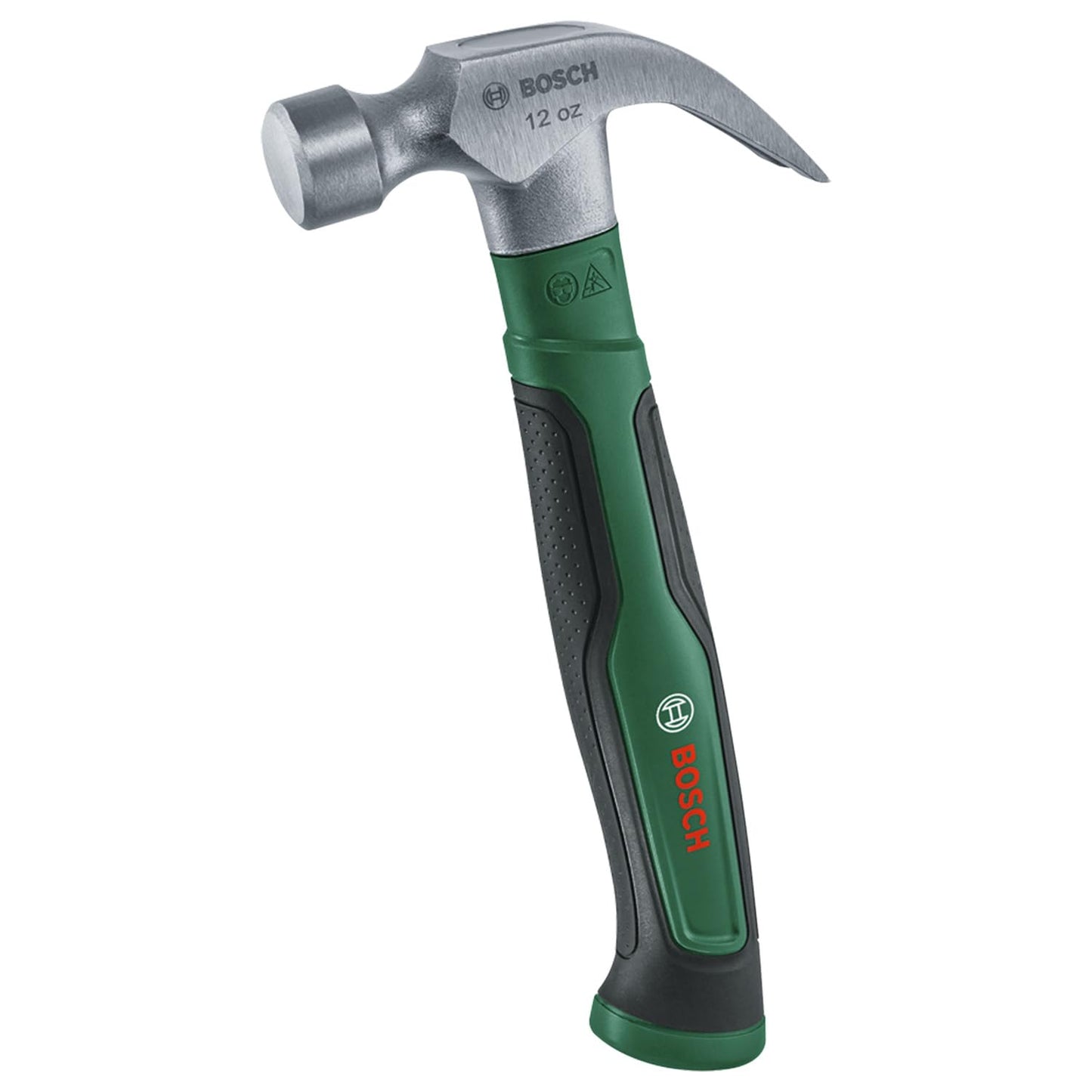 BOSCH 340g/12 oz Claw Hammer Powerful Carbon Steel Head, Ergonomic Soft Grip Handle, V-Shaped Claw For Easy Nail Removal