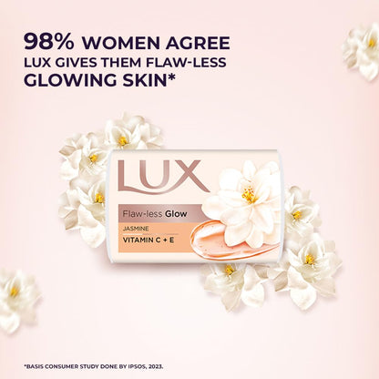 Lux Flaw-less Glow Bathing Soap infused with Vitamin C & E | For Superior Glow | 150g x 3