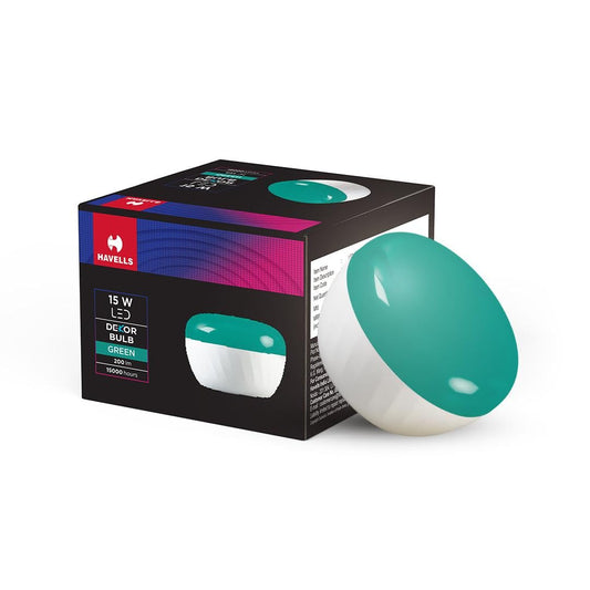 Havells Dekor 15W LED Decorative Bulb With Unique Design To Conceal/Hide The Holder | B22| (Green)