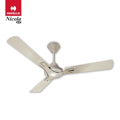 Havells 1200mm Nicola Energy Saving Ceiling Fan (Pearl White Silver, Pack of 1) 2 Star