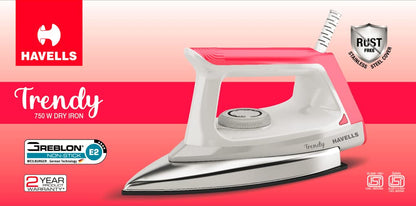 Havells Trendy 750 watt Dry Iron (Ruby Red), (GHGDICFW075)