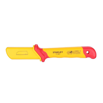 STANLEY STMT77867-23B VDE Insulated Straight Cable Knife 50x180mm, Ideal For Repair Of Electric Vehicles, Red and Yellow