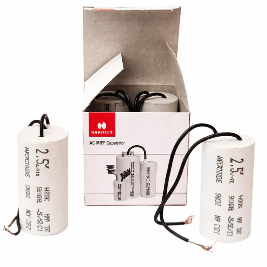 HAVELLS 2.5 Mfd AC MIFF Capacitor for Ceiling Fans and Table Fans, Pack of 4
