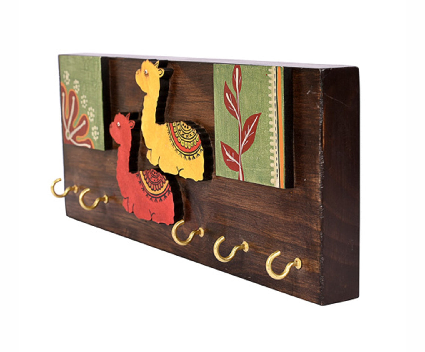 Udaipur Handicrafts Wood  Multicolor Tribal Art Alpaca Theme Key Holder