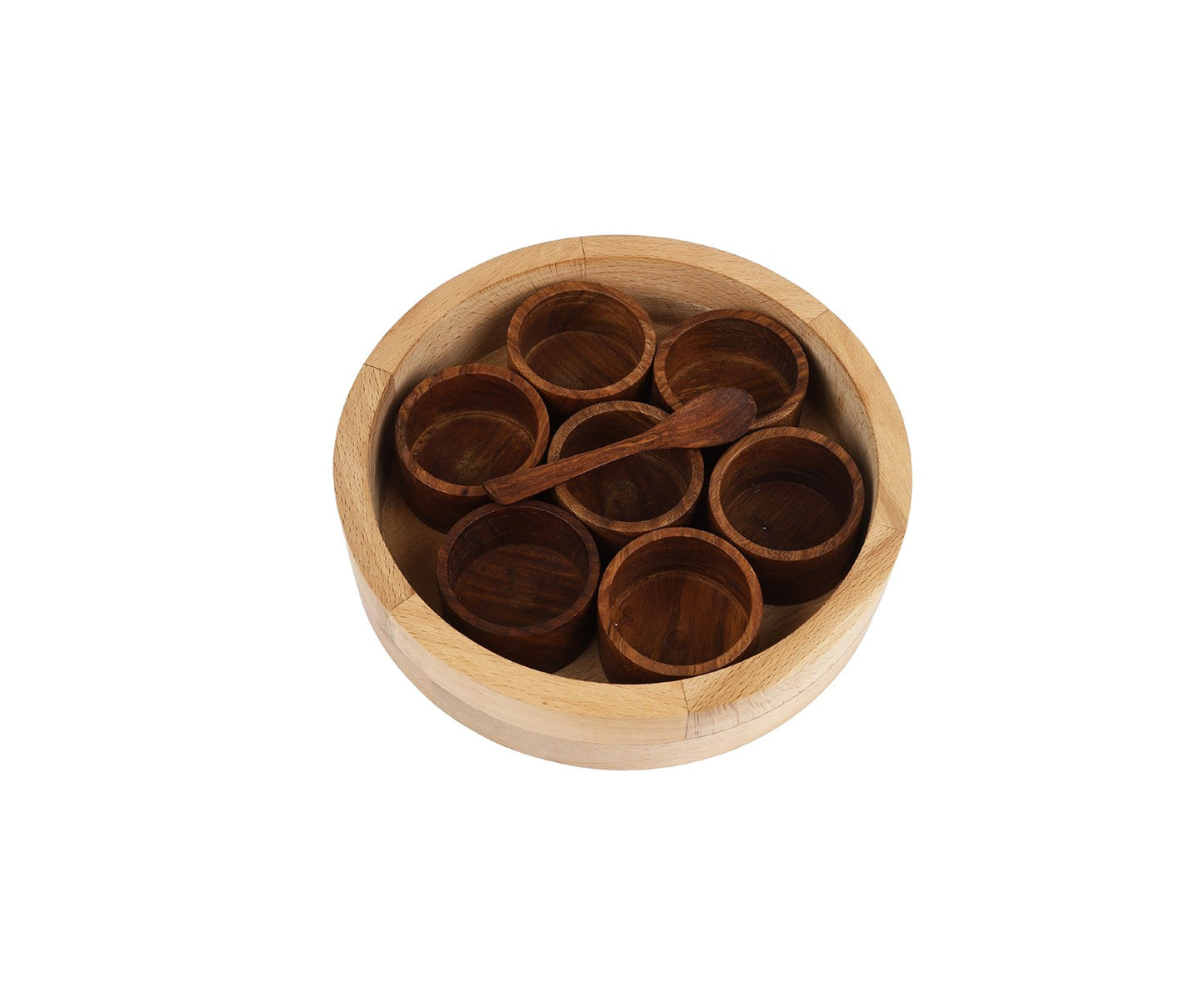 Udaipur Handicrafts Tree of Life Wood  Masala Dani for Seven Spices