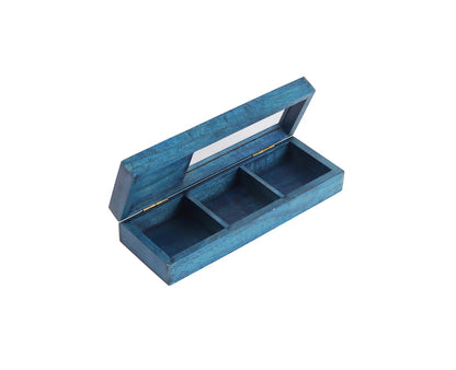 Udaipur Handicrafts Hand-made Distress Blue Wooden Multipurpose Box