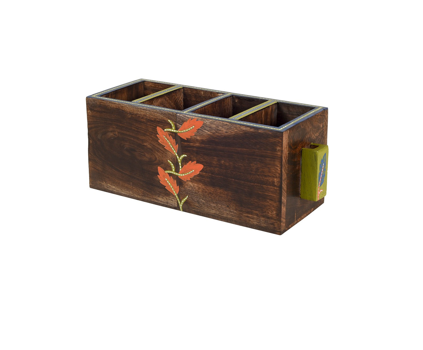 Udaipur Handicrafts  Wooden Autumn Leaf Cutlery Stand